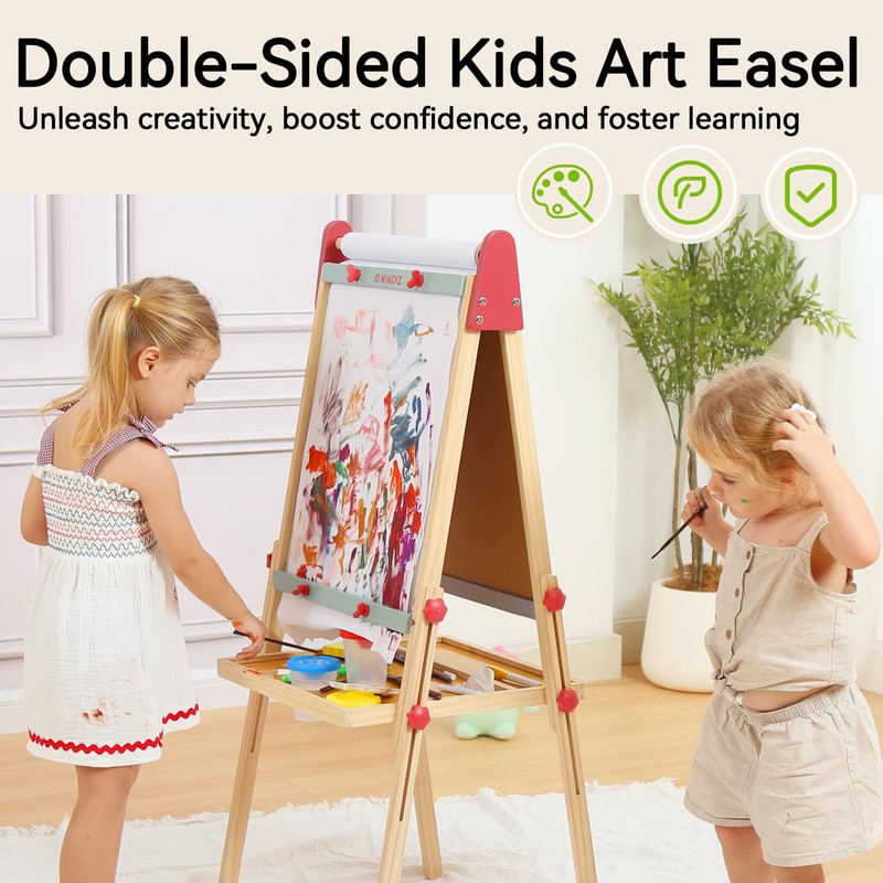 Wingyz 3-in-1 Adjustable Kids Art Easel with Magnetic Whiteboard &