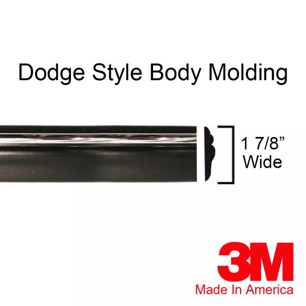 Replacement (Non-OEM) Black/Chrome Side Body Trim Molding for 94-97 Dodge