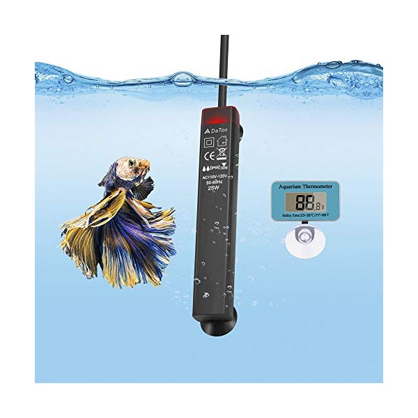 DaToo 25W Mini Aquarium Heater Betta Small Fish Tank Heater