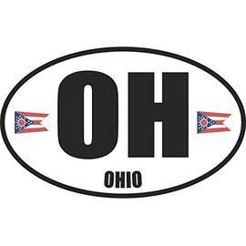 Ohio Oh Oval Euro Style State Sticker 3" x 5"