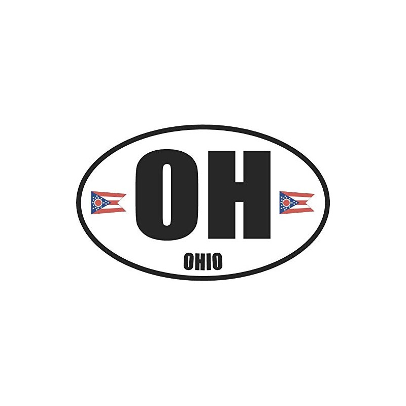 Ohio Oh Oval Euro Style State Sticker 3" x 5"