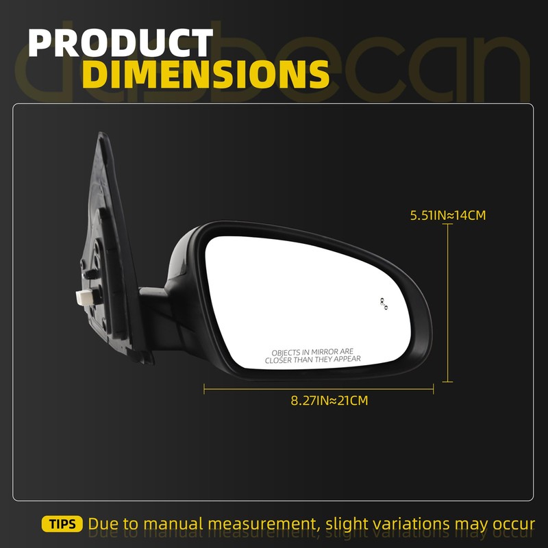 Dasbecan Right Side Mirror Compatible With 18-23 Hyundai Kona 8pins