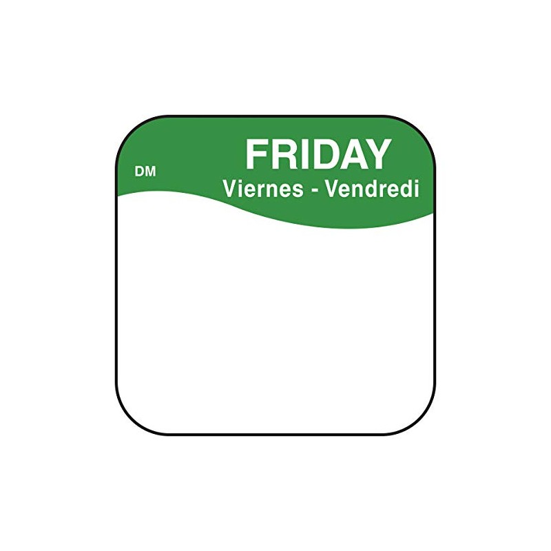 DayMark Día de la Semana 3/4" x 3/4" Etiqueta disolvible,