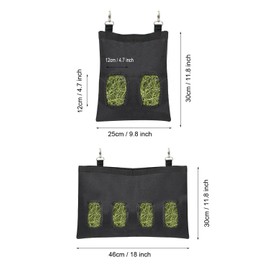 Rabbit Hay Feeder Bag, Guinea Pig Hay Feeder Storage, Guinea Pig Hay Feeder Bag, Large Capacity 600D Oxford Fabric Hanging Hay Feeder Bag for Small Animals (2 Holes)