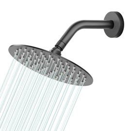 6 Inch Round Rain Shower head, High Flow Stainless Steel Rainfall Shower Head, High Pressure Design (Matte Black)