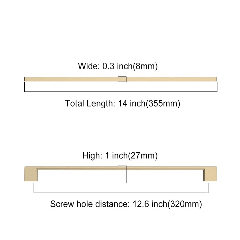Asidrama 6 Pack 12.6 Inch(320mm) Brushed Brass Kitchen Cabinet Handles,