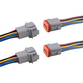 Flytuo Deutsch DT 8 Pin Connector 2 Sets - 8 Way DT Automotive Waterproof Male Female Plug Wiring Harness for Car, Truck, Boats, LED Work Light, 16 AWG. (2 Sets 8 Pin, Grey)