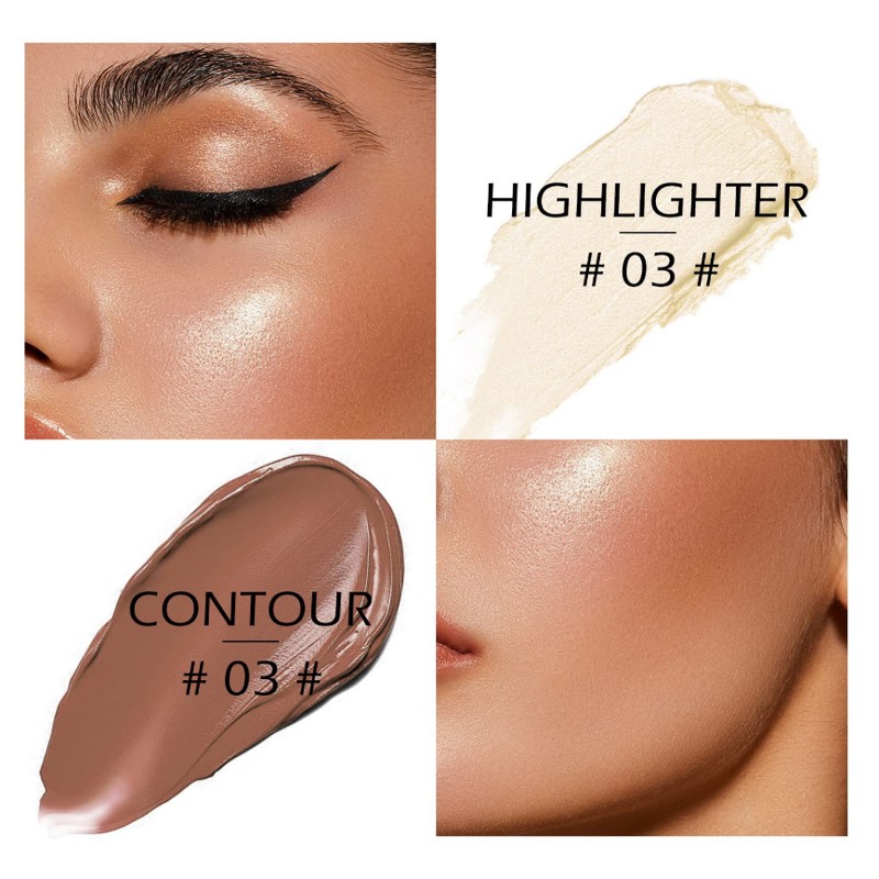 KYDA 2 Colors Highlighter Contour Stick, Shimmer Pearl Highlighter Finish,