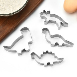 Dinosaur Cookie Cutter Set, 4-Piece-Trex, Spinosaurus, Brachiosaurus, Triceratops, Dinosaur Cookie Cutter Baking Mould for Dinosaur Party