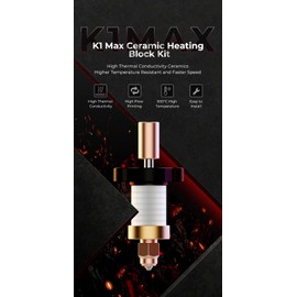 Creality Upgraded K1 Ceramic Heating Block Kit, 300°C High Temperature Resistance, Easy to Install, High Thermal Conductivity & High Flow Printing, 3D Printer Accessories for K1/K1 Max