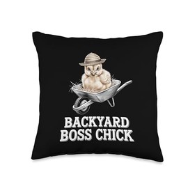 Baby Chicks in Backyards Coops Gardens Eggs Farm Rural Life Throw Pillow