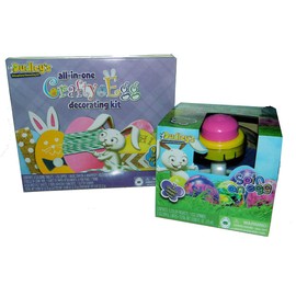 Blue Skies Plus Egg Decorating Craft Kit with Color Tablets, Glitter, Stickers, Felt, Pom Poms and a Spin an Egg with Colors & Liners