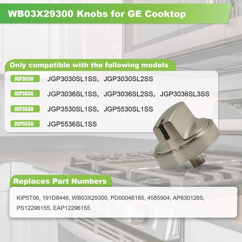 HLZDS WB03X29300 Gas Stove Knobs, 5 Pack Silver Cooktop Knobs,