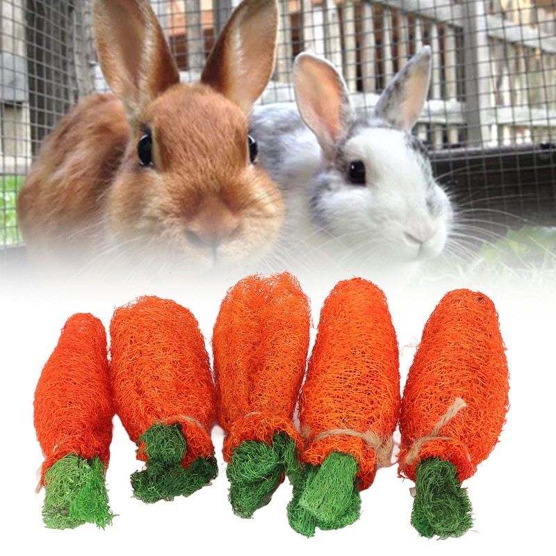 Rabbit Loofah Carrot Toys Natural Funny Teeth Grinding Bite Resistance