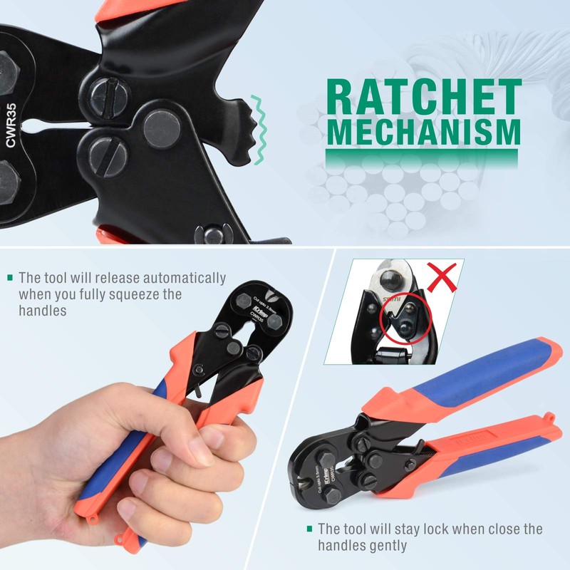 iCrimp Ratchet, Wire Rope Cutter, Wire Cutting Cutter CWR (Outer