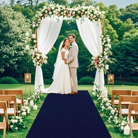 ROMANKAS Navy Blue Aisle Runner Wedding Runner Aisle Outdoor Velvet Fabric Aisle Runner Rug 5x20FT Carpet Runners for Event Wedding Carpet Walkway Runners for Ceremony Party Banquet Aisle Decoration