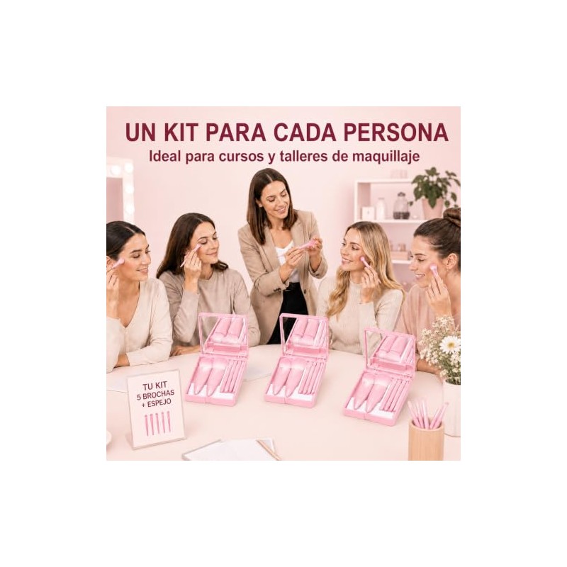 6 Kits de Brochas de Maquillaje para Regalo con Espejo,