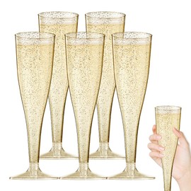 IVEOPPE Plastic Champagne Glasses, Pack of 20, Transparent Champagne Glasses, Plastic, Dessert Cups, Stemed Glasses, 4.5 oz, BPA-Free, Reusable, Reusable Champagne Glasses, for Weddings, Birthdays and