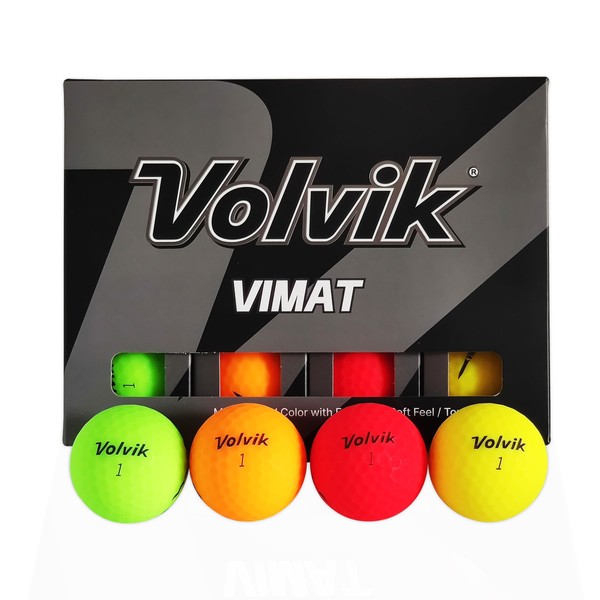 Volvik VIMAT Soft Rainbow Pack - Matt Golf Balls Colourful Mix Yellow Orange Red Green - 2 Pieces