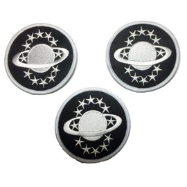 Galaxy Quest Black Command Uniform Logo Saturn Embroidered Patch Set of 3