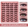 20 Pares De Pestañas Postizas 3d Mixtas Visón Hecho Mano