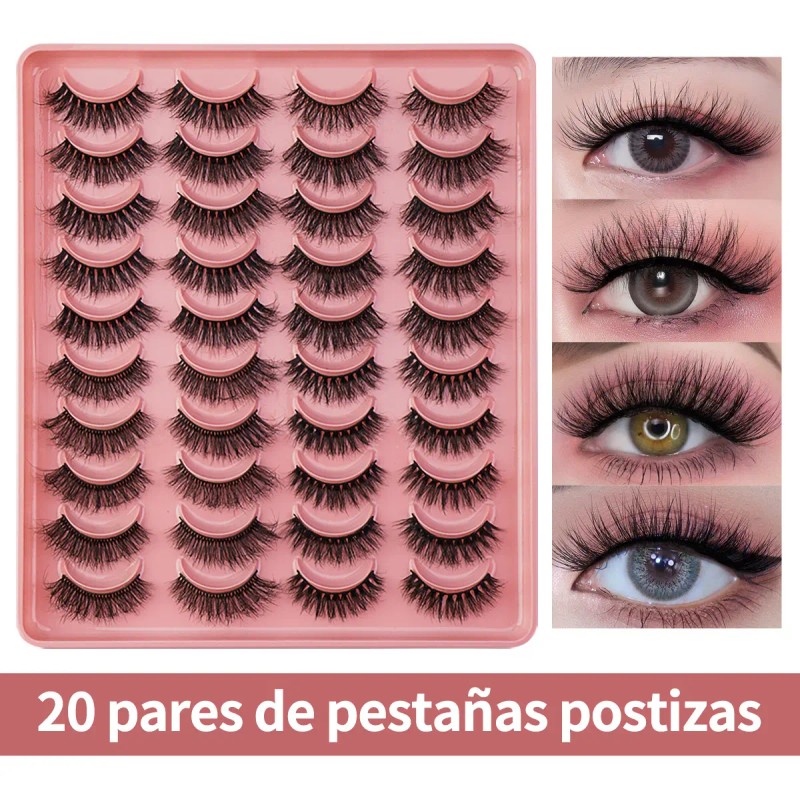 20 Pares De Pestañas Postizas 3d Mixtas Visón Hecho Mano