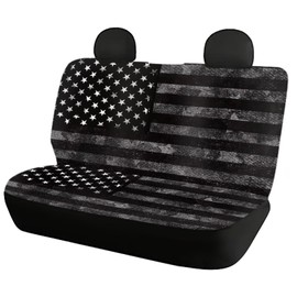 TSVAGA 4Pcs Car Seat Cover Full Set for Most Cars SUVs, Black USA Flag Leather Seat Protector Anti Scratch, Universal Automotive Interior Decor Accessories