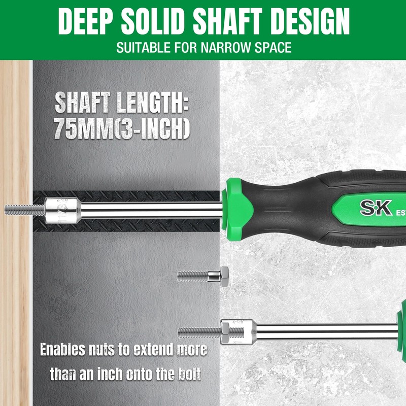 SK 7-Piece SAE Nut Driver Set, 3/16", 1/4", 5/16", 11/32",