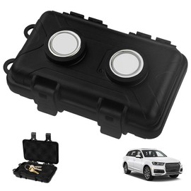 URAQT 1 PCS Under Car Magnetic Keychain, Hidden Replacement Key Box, Replacement Magnetic Key Box for Under Car, Waterproof Car Key Hidden Box, Strong Double Magnets, Black