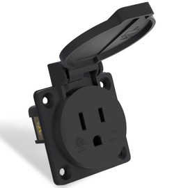 STARELO 15Amp Power Outlet Receptacle NEMA 5-15R with Cover,125Volt 2 Pole 3Wire ,Weatherproof, Dustproof and Radiation Proof Power Outlet for Outdoor Use,ETL Listed.
