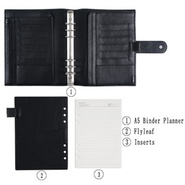 Moterm A5 Luxe Rings Planner - Genuine Leather Binder Organizer(Pebble-Black, 30mm Ring)