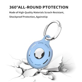 ShopHar 4 Pack AirTag Holder Compatible with AirTag Case, Airtags GPS Tracker for Keychain Cover, Soft Full-Body Protective Silicone Airtags for Kids, Luggage (Blue/Dark Green/Dark Blue/Black)