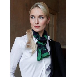 Patrick Francis Navy & Green Shamrock Sprig Silk Scarf