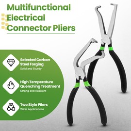 Electrical Disconnect Connector Pliers for Cars, Straight and 60°Bend Fuel Line Pliers with Anti-Slip Grip, Fuel Line Disconnect Tool Set for Air Flow Sensors Fuel Injectors (Green)