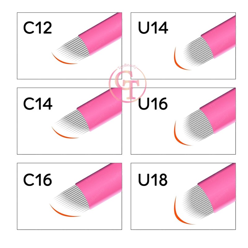 Disposable Microblading Needles 50pcs Pink 0.15mm Nano Microblading Blades Eyebrow