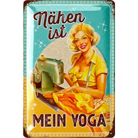 LANOLU Retro Tin Sign Sewing, Gift for Sewing Enthusiasts, Seamstresses, Funny Sayings & Shabby Chic Decoration, Sewing Accessories Gift, Sign Sewing 20 x 30 cm