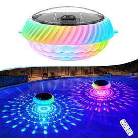 Goallim Floating Pool Lights Solar Powered, 7.6 Inch RGB Upper & Lower Color Changing Solar Pool Lights that Float with Dynamic Lighting Effects, IP68 Waterproof Floating Light for Pool Party Decor(1)