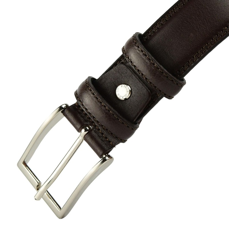 Conte Massimo Men's Genuine Leather Belt Made in Italy, Dark