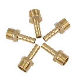 A ABSOPRO Brass Hose Fitting 6 mm Inner Diameter x 1/4 Inch NPT Connector Pack of 5