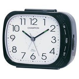 Classic Bold Traditional Black Square Quartz Sweeping Non Ticking Loud Bell Alarm Clock with Adjustable Snooze setting