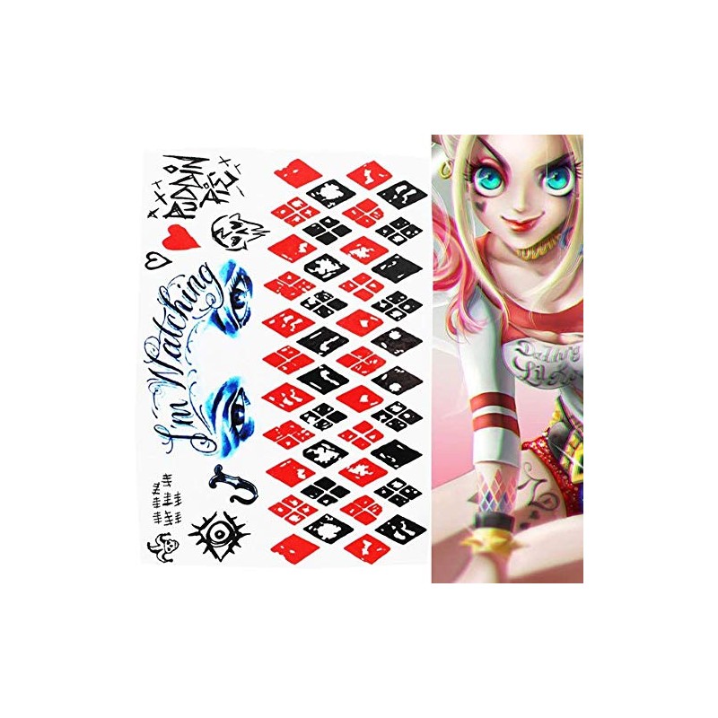 EROSPA® Temporary Tattoo Sheet - Suicide Squad Harley Quinn Joker