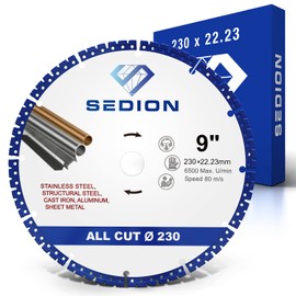 Sedion® Diamond Cutting Disc 230 mm x 22.23 – Exclusive Universal All-purpose Cutting Disc for Steel, Iron, Aluminium, Plastic, Concrete and much more. Ultimate Precision Diamond Disc 230 in Premium
