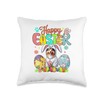 Happy Easter Sheltie Cosplay Bunny Chocolate Eggs Owner Throw Pillow