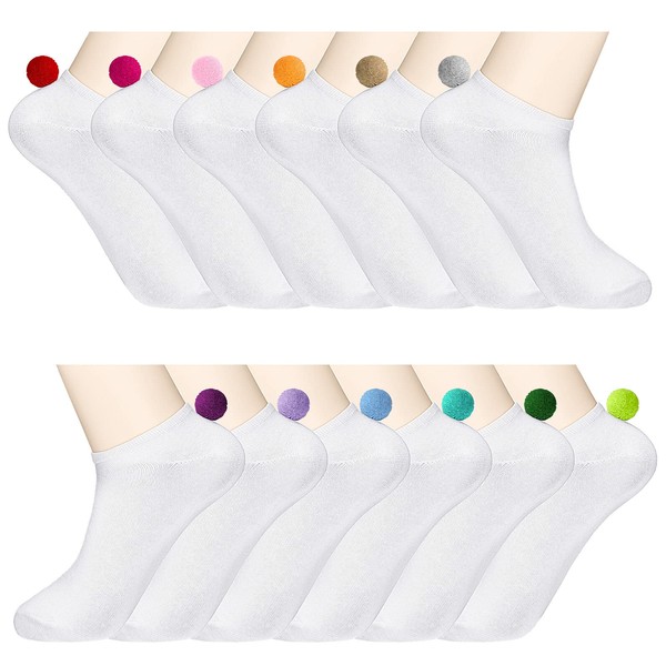 Geyoga 12 Pairs Women Pom Pom Socks Ankle with Balls