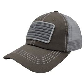 Honor Country US Flag Soft Cotton Baseball Hat USA American Trucker Cap (Grey)