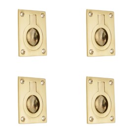 Infinity Decor Set of 4 Polished Brass Furniture Handles Ideal for Window Wardrobe Cupboard Door Handle 60x50mm