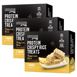 Protein Crispy Rice Treats, 15g Protein, 3g-7g Net Carbs, Low Carb, Fluffy, Soft, Chewy, Gluten Free, High Fiber, Keto-Friendly, No Aftertaste (Fluffy Lemon Glaze, 3 Pack)