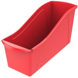 Storex Large Book Bin, Interlocking Plastic Organizer for Home, Office and Classroom, Red, 6-Pack (71102U06C)