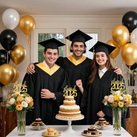 ALISSAR 12 Pack Double Sided Class of 2025 Graduation Party Centerpiece Sticks, Centerpiece Table Decorations for 2025 Graduation Party Decoration Party Supplies (gold)