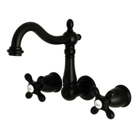 Kingston Brass KS1250AX Heritage Bathroom Faucet, 6-3/8" in Spout Reach, Matte Black
